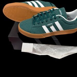 Adidas Forest Green Trainers with White Accents